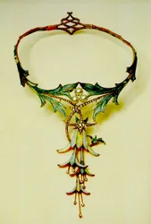 Halskette, 1905 (Opal, Saphir, Brillanten und Gold)